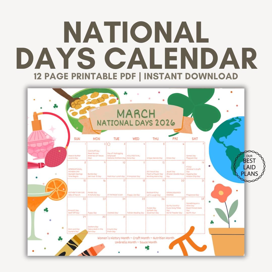 March National Days Calendar, National March Days Calendar March National Days Calendar, National March Days Calendar