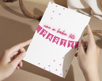 Birthday Card, Let's Party Card, Barbie Birthday Card