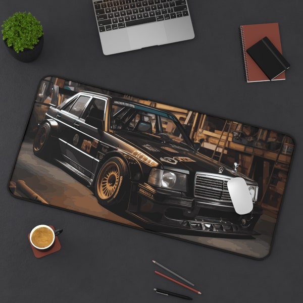 Mercedes 190E Evo II Desk Mat| Mercedes 190E Evo II gaming mat, 1980's Mercedes Desk mat, Iconic Mercedes 190E desk and gaming mat