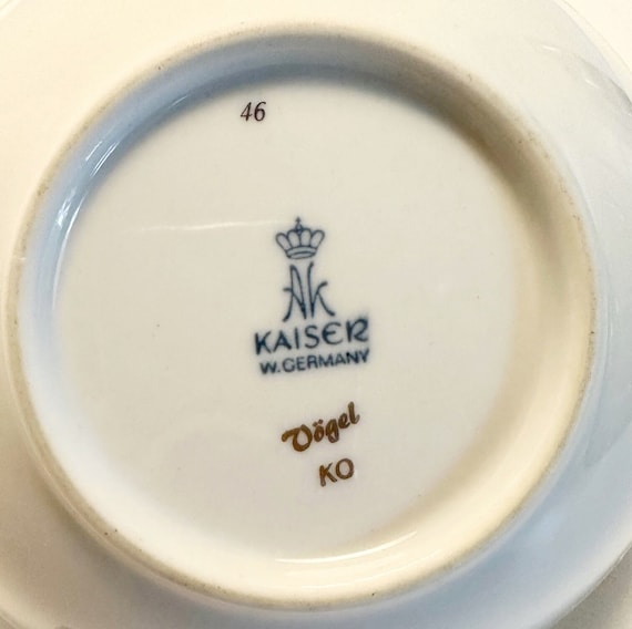 Vintage Kaiser West Germany Porzellan kleine Schüssel, Vögel thront auf einem Zweig. Am Boden signiert