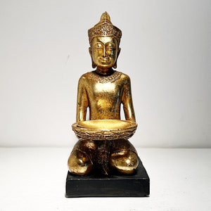 Gold bemalter Buddha Figur Kerzenhalter