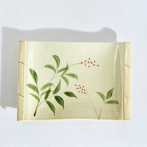 Vintage Asian Bamboo Style Ceramic Serving Tray.