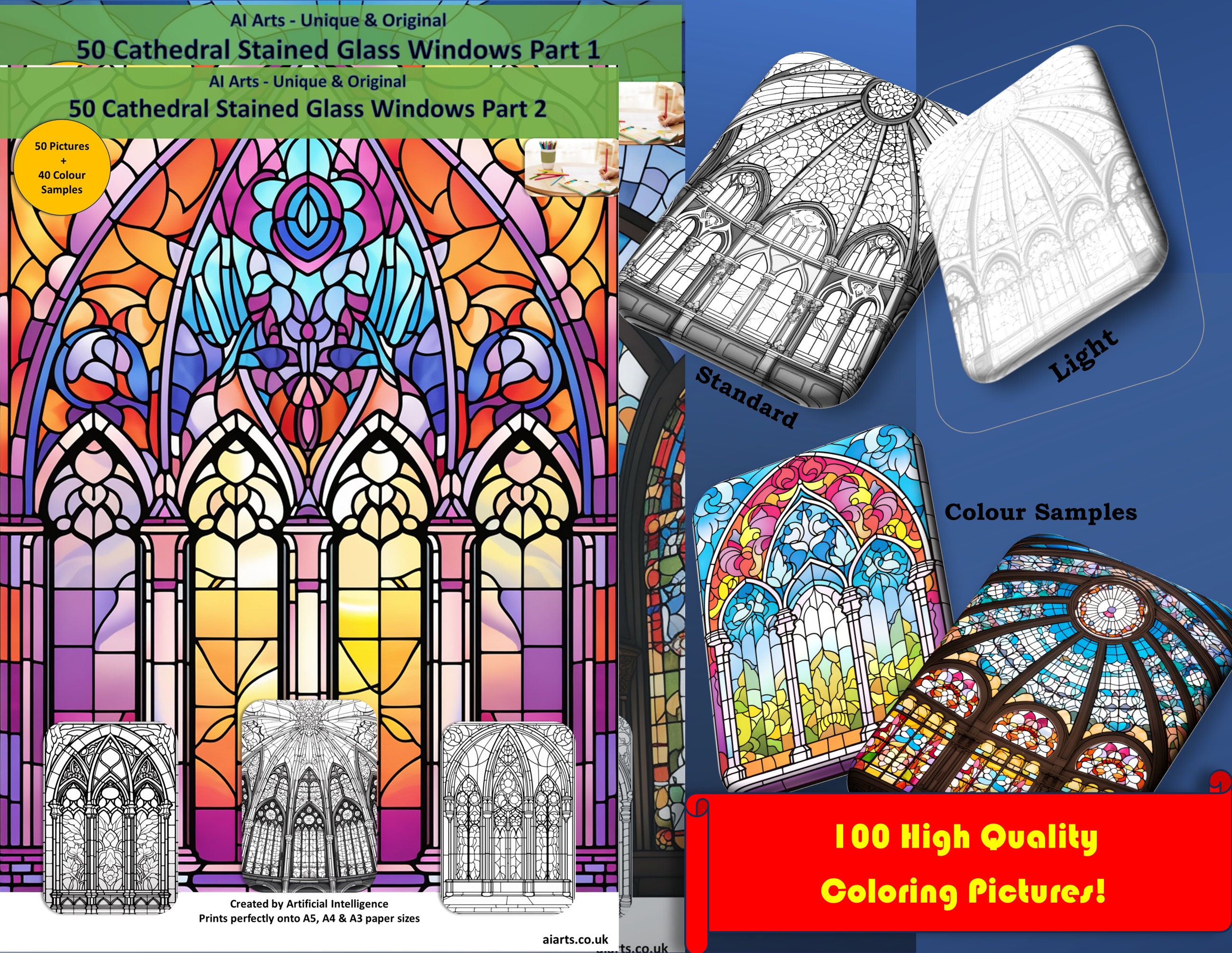 Cathedral Stained Glass Windows Coloring Pages: 100 Designs +