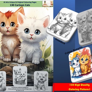 Gatti dei cartoni animati, 130 pagine da colorare più 50 campioni di colore, stampa e colore, eBook con pagine da colorare