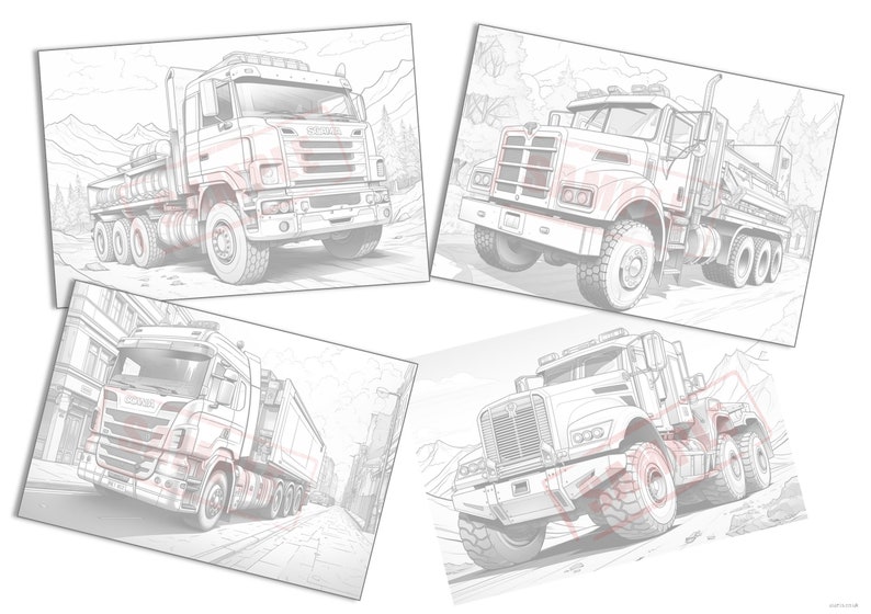 70 Pages of Awesome Trucks to Print & Colour, Coloring Page Ebook - Etsy