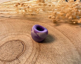 Dread bead/hair bead - hair accessories, purple white, fimo/polymer clay
