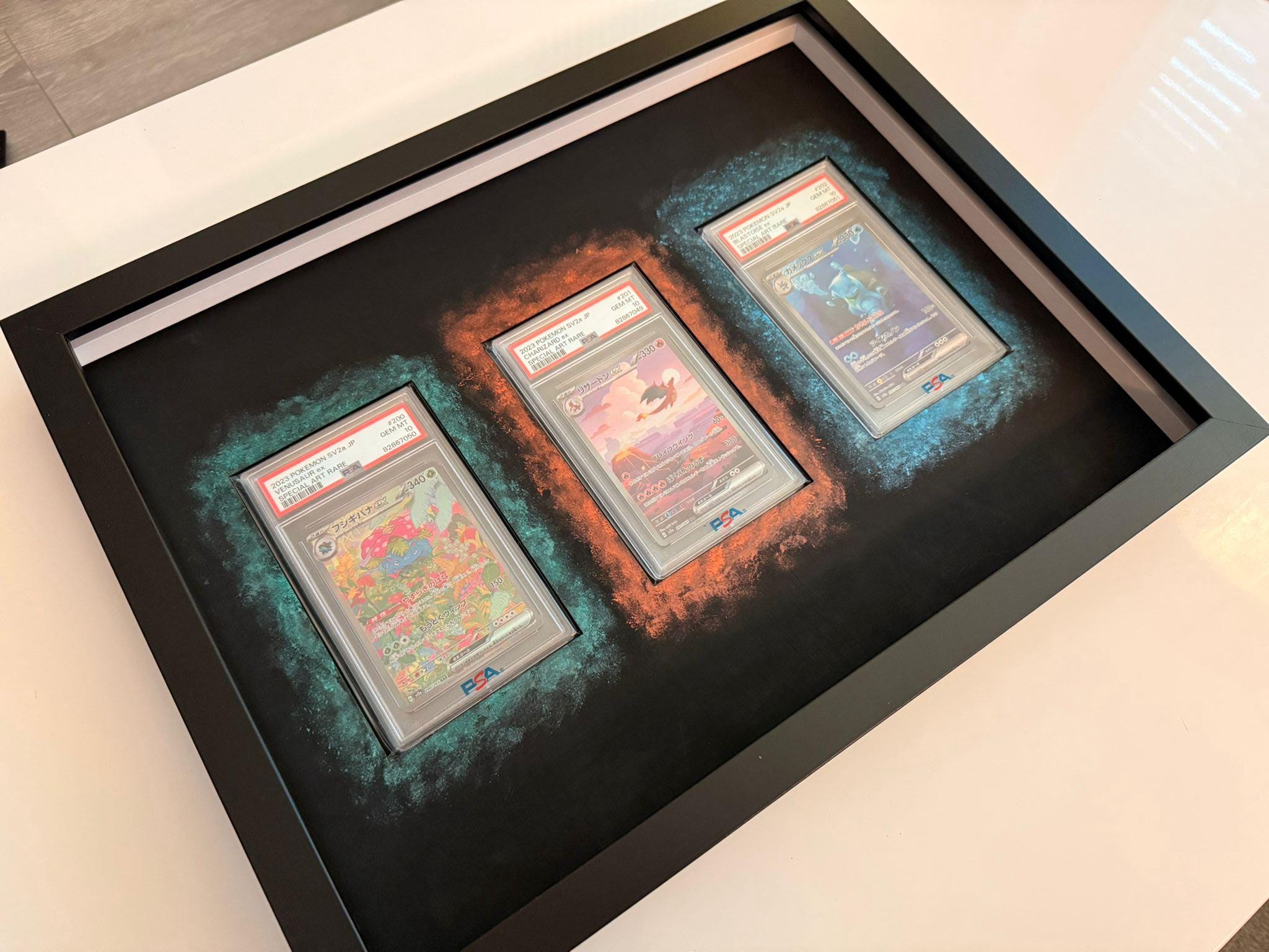3 Card Frame Wall Mountable PSA CGC Compatible Graded Cards Pokemon Sports  Magic Trading Cards Collectibles Display Slab 31x41cm/12x16"