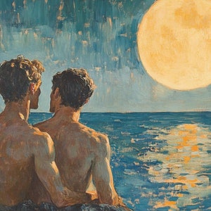Queer Art Retro Vibe, Gay Art Vintage Style, Canvas Gallery Wraps, Gay Art, Elegant Canvas Art LGBTQ Gifts, Wall Art gay, LGBTQ Art, Gay Art