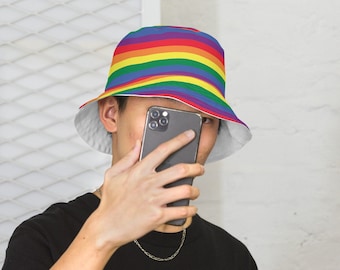 Sombrero de cubo reversible, LGBTQ, sombrero LGBTQ, sombrero gay, orgullo gay, orgullo, sombrero de cubo orgullo gay, sombrero de orgullo