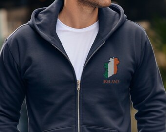 EMBROIDERED Ireland Zip up Hoodie, Irish Sweatshirt, Ireland, Irish Shirt, Ireland Gifts, Irish Gifts, Celtic Hoodie, Irish Hoodie, Irish