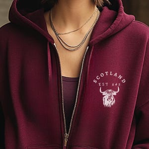 Scotland Hoodie, Scottish Gifts, Zip Up Front Scottish Hoodie, Celtic Apparel, Scotland Hoodie, Scotland Sweatshirt, Celtic Gifts, Cow gifts