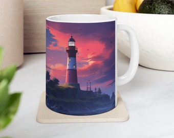 Lighthouse decor, Lighthouse Mug, Light House Mug, Lighthouse Charm, Coffee Mug Nautical Theme, Ocean Mug, Lighthouse coffee Cup, lighthouse