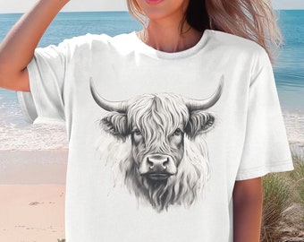 Highland Cow, Scotland T-shirt, Summer Shirt Scottish, Celtic Shirt Summer, Comfort Color Shirt, Shirt for Scots, UK Shirts, Fun Celtic Tee