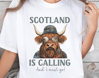 Highland Cow, Scotland is Calling, Scottish Heritage shirt, Scottish gifts, Travel Scotland gift, Scottish cow shirt, Scotland, Scot T-shirt