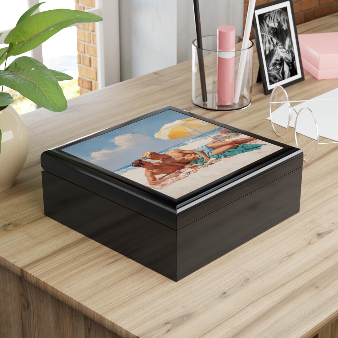 Gay Retro Art Keepsake Box, Personalized Queer Gifts, LGBTQ Jewelry Box ...