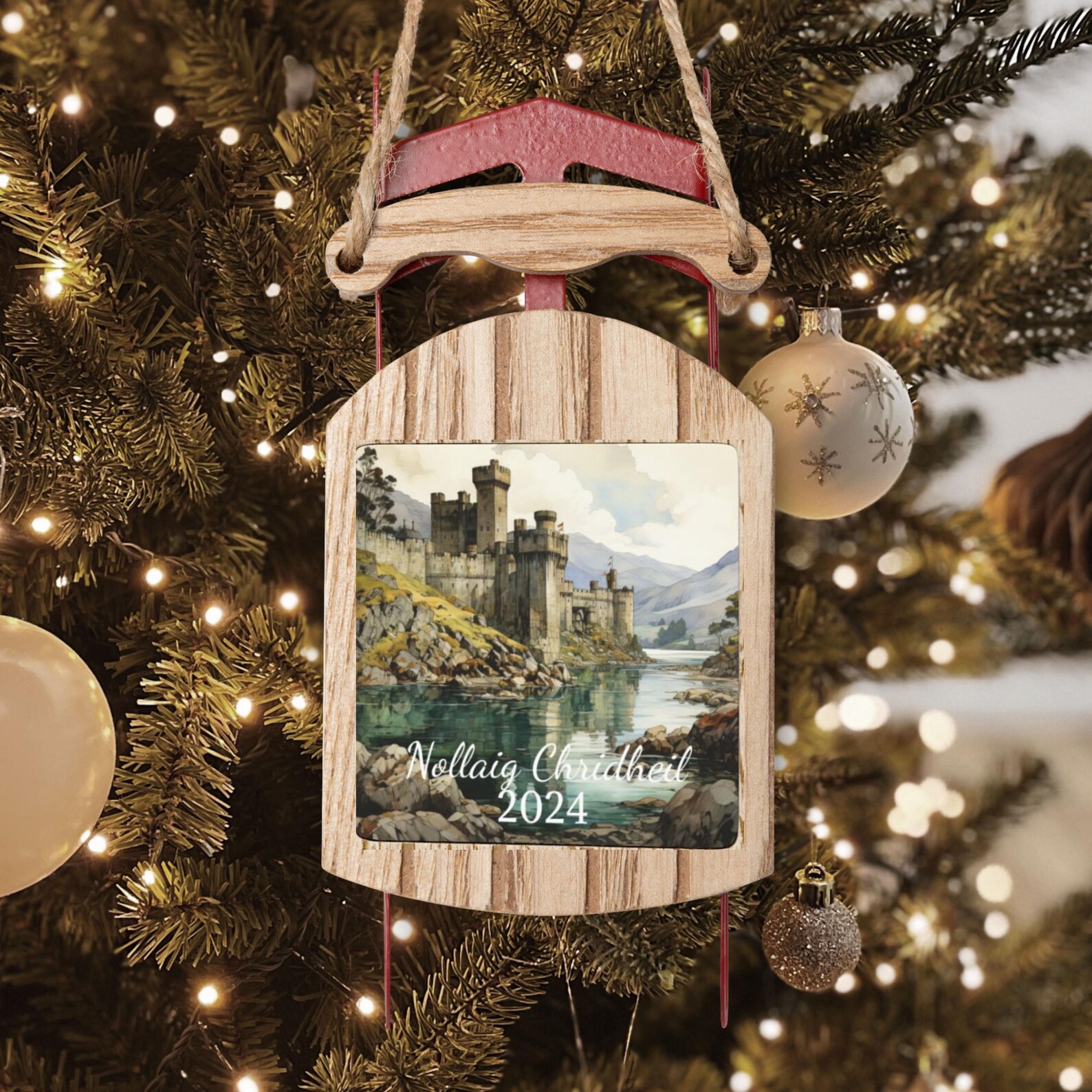 Personalized Sled Ornament, Scotland Christmas Ornament, Celtic Gifts ...