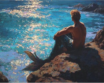Queer Art Retro Vibe, Gay Muscle Art, Merman Canvas Gallery Wraps, Gay Art, Elegant Queer Canvas Art LGBTQ Gifts, Wall Art gay, LGBTQ Art