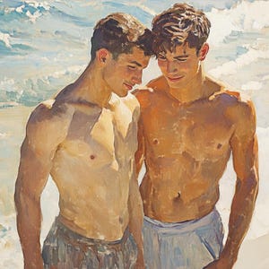 Queer Art Retro Vibe, Gay Art Vintage Style, Canvas Gallery Wraps, Gay Art, Elegant Canvas Art LGBTQ Gifts, Wall Art gay, LGBTQ Art, Gay Art