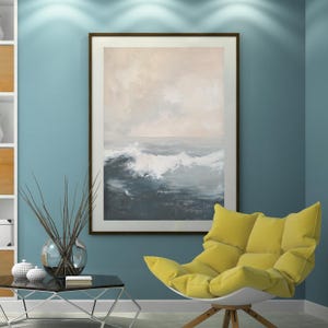 Beige Ocean Abstract Serene Wall Art, Canvas Wall Art Neutral Landscape Print, Nautical Art, Beige and Grey Tones, Modern Minimalist Decor