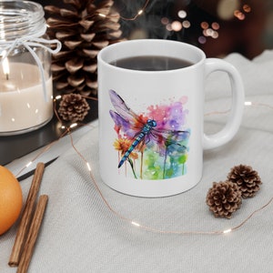 Dragonfly Mug Decorative Coffee Cup Dragon Fly Mugs for Tea or Hot Cocoa Dragonflies Design Hot Coffee Mug Beautiful Mug Gift for her or him