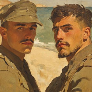 Queer Art Retro Vibe, Gay Art Vintage Style, Gay Army Men Print, Canvas Wraps, Military Art LGBTQ Gifts, Wall Art Queer, LGBTQ Art