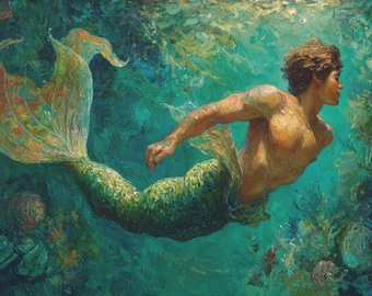 Queer Art Retro Vibe, Gay Muscle Art, Merman Canvas Gallery Wraps, Gay Art, Elegant Queer Canvas Art LGBTQ Gifts, Wall Art gay, LGBTQ Art