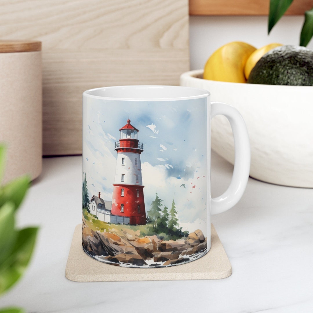 Lighthouse Decor, Lighthouse Mug, Light House Mug, Lighthouse Charm ...