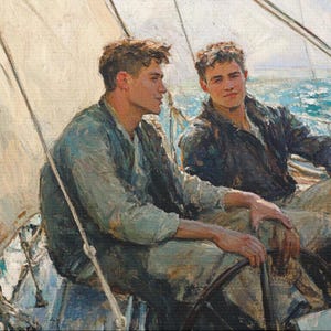 Queer Art Retro Vibe, Gay Art Vintage Style Gay Sailboat Print, Canvas Wraps, Elegant Canvas Art LGBTQ Gifts, Wall Art gay, LGBTQ Art