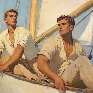 Queer Art Retro Vibe, Gay Art Vintage Style Gay Sailboat Print, Canvas Wraps, Elegant Canvas Art LGBTQ Gifts, Wall Art gay, LGBTQ Art