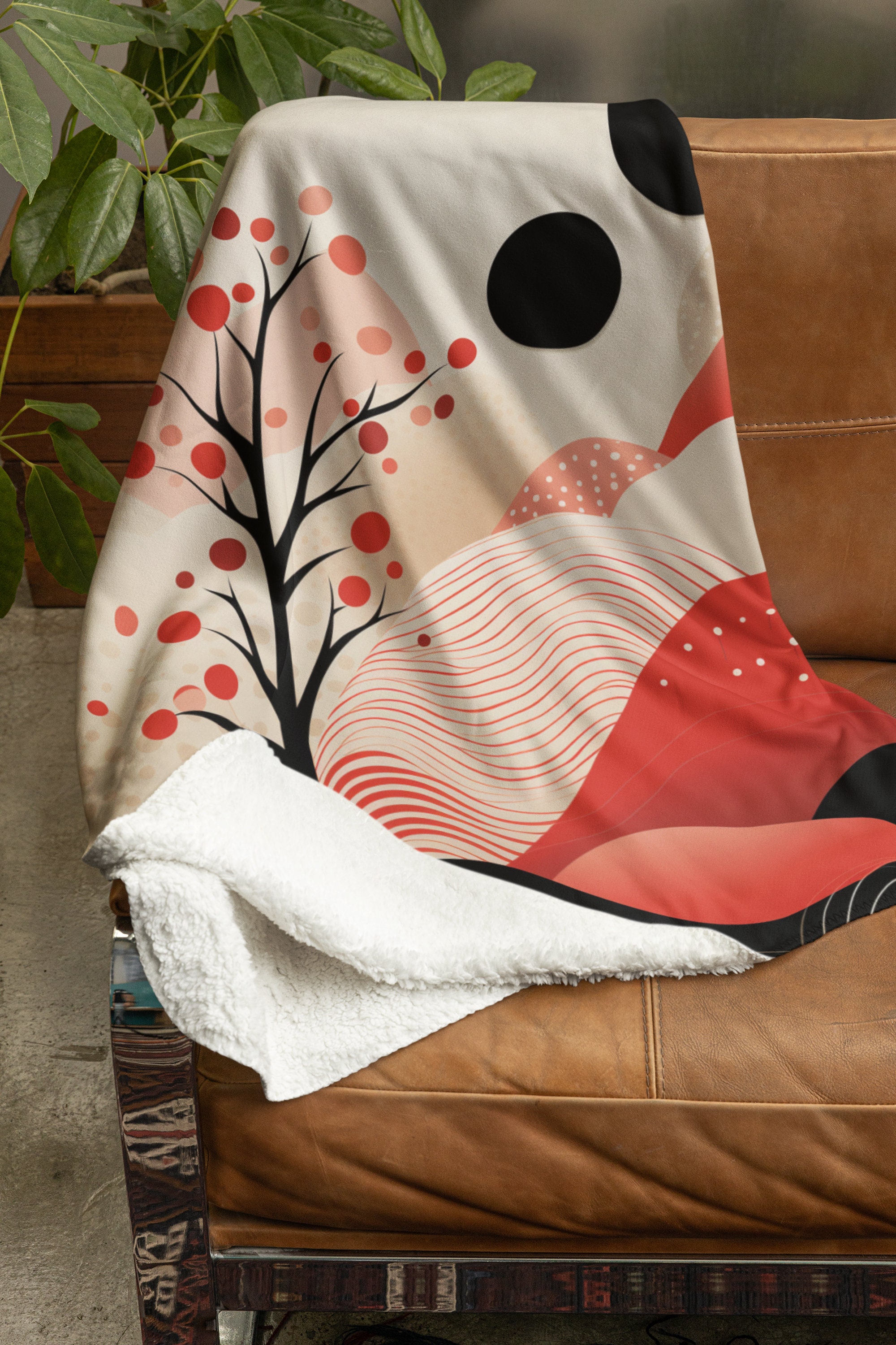 Japandi Art Blanket, Japandi D??cor, Japandi Neutral Scandinavian