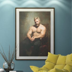 Queer Art Retro Vibe, Gay Muscle Art, Canvas Gallery Wraps, Gay Art, Elegant Queer Canvas Art LGBTQ Gifts, Wall Art gay, LGBTQ Art, Gay Art