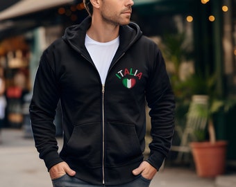 Italy Zipper Hoodie, Italian Sweatshirt, Italian Gifts
