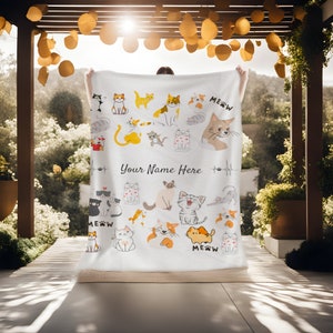 Personalized Cat lightweight Blanket Quirky Cat Throw Custom Cat Blanket Gift Idea for Cat Lovers Soft Cozy Throw Blankets Cat Mom Cat Dad