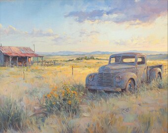 Vintage Western Art Canvas Gallery Wrap, Montana, Texas Wall Art, southwest aesthetic, Livingroom Western-Style Print Art, Boho Cowboy