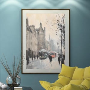 DIGITAL Edinburgh Watercolor Painting, Scottish Gifts, Cityscape Wall Art, Edinburgh Poster, Scotland Print, European City, Retro Wall Art