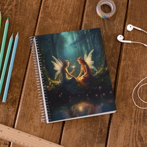 Fairy Spiral Notebook, Fairy Design Notepad, Beautiful Unique Notebook Fairies, Fairycore Notebook, Fairycore Notebook, Cottagecore Gift