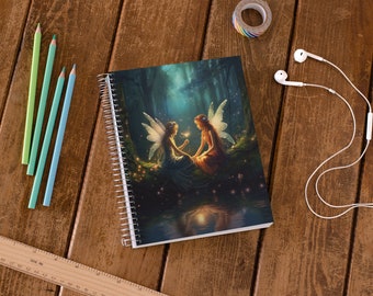 Fairy Spiral Notebook, Fairy Design Notepad, Beautiful Unique Notebook Fairies, Fairycore Notebook, Fairycore Notebook, Cottagecore Gift
