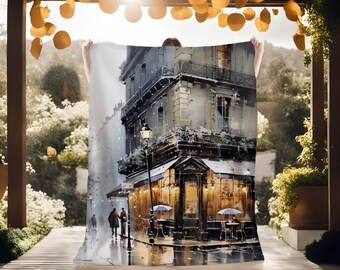Boho Blankets, Paris Scene, France Decor, Lightweight blanket, French Decor, Blanket Paris, Paris, France, Cozy Blanket Gift, Gift Paris