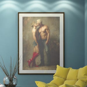 Queer Art Retro Vibe, Gay Muscle Art, Canvas Gallery Wraps, Gay Art, Elegant Queer Canvas Art LGBTQ Gifts, Wall Art gay, LGBTQ Art, Gay Art