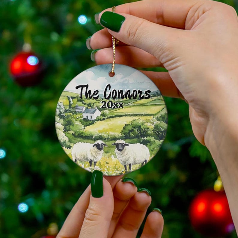 Personalized Ireland Gifts, Irish Countryside, 2024 Ornament, Sheep