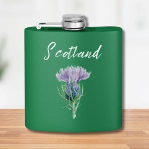 Stainless Steel Flask, 6oz, Scottish Gifts, Scotland is Calling, Colorful Flask, Scotch Holder, Emergency Whiskey supply, Gift for Scotsman