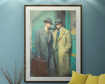Queer Art Retro Vibe, Gay Muscle Art, Canvas Gallery Wraps, Gay Art, 1940s Queer Canvas Art LGBTQ Gifts, Wall Art gay, LGBTQ Art, Gay Art