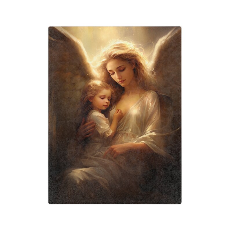 Angel Blanket, lightweight Blanket, Beautiful Guardian Angel, Cozy Christian Blanket Gift, Lovely Gift for Christian, Christian Home Decor zdjęcie 8