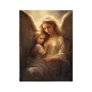 Angel Blanket, lightweight Blanket, Beautiful Guardian Angel, Cozy Christian Blanket Gift, Lovely Gift for Christian, Christian Home Decor zdjęcie 10