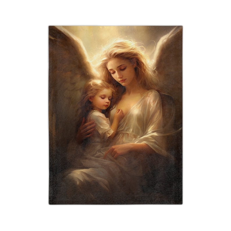 Angel Blanket, lightweight Blanket, Beautiful Guardian Angel, Cozy Christian Blanket Gift, Lovely Gift for Christian, Christian Home Decor zdjęcie 10