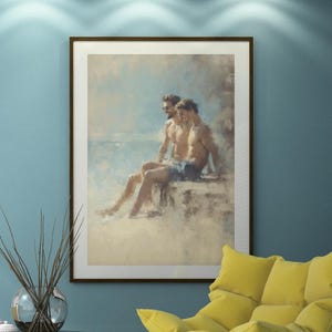 Queer Art Retro Vibe, Gay Muscle Art, Canvas Gallery Wraps, Gay Art, Elegant Queer Canvas Art LGBTQ Gifts, Wall Art gay, LGBTQ Art, Gay Art