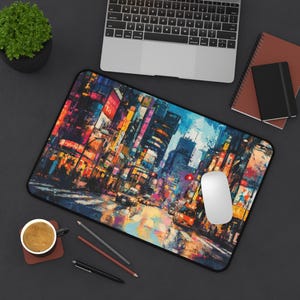 Desk Mat - Tokyo City Anime Style Mouse Pad, Colorful Desk Accessory, Office Decor, Gaming Mousepad, Japanese Desk Mat, Geek Gift
