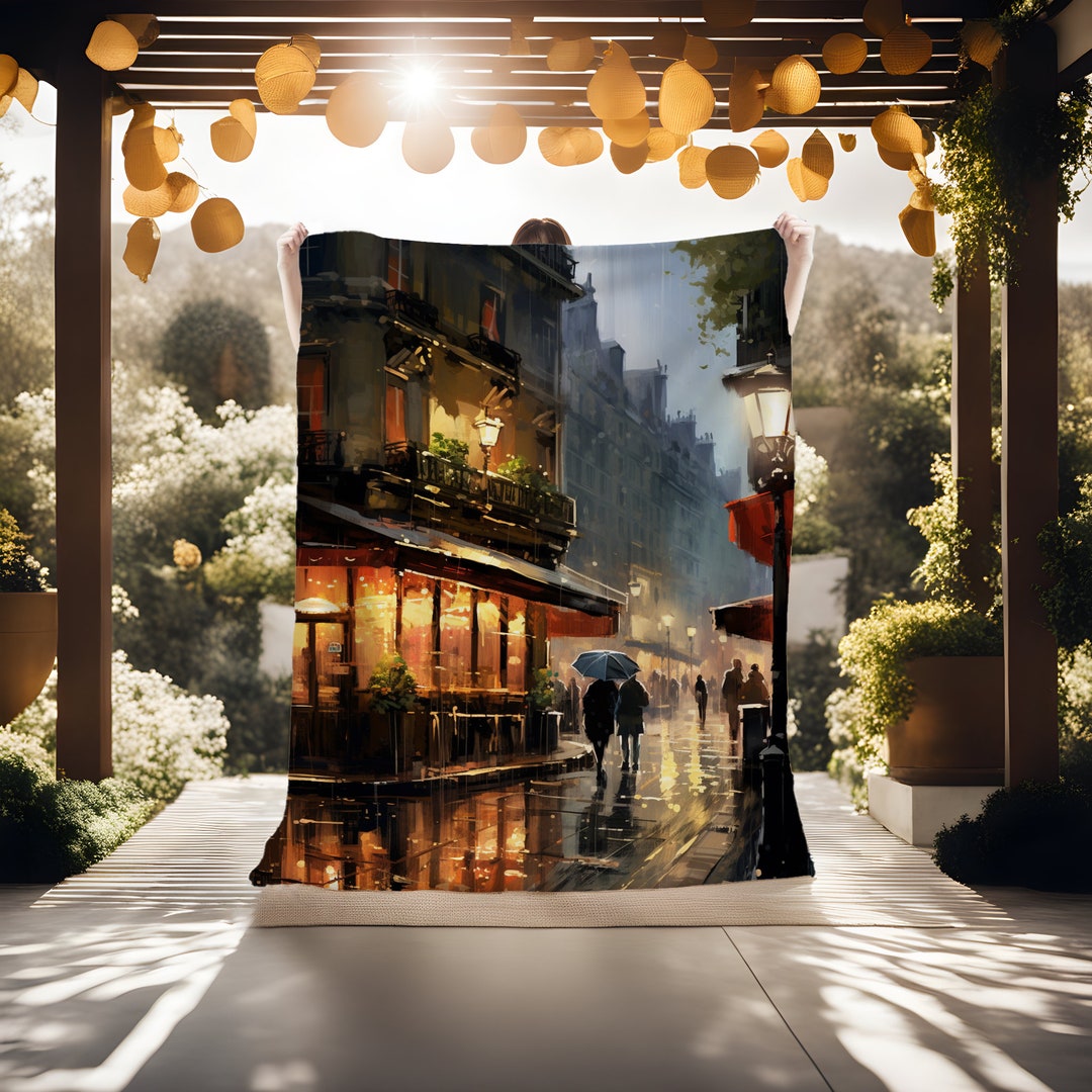 Boho Blankets, Lightweight Paris Scene, France Decor, French Decor