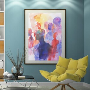 Abstract painting print, Resist, Neutral colors large minimalist abstract art, Modern textured pastel multicolor, Trendy aesthetic wall art