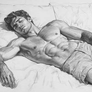 Queer Art Retro Vibe, Gay Art Vintage Style Gay Sleeping man Print, Canvas Wraps, Elegant Canvas Art LGBTQ Gifts, Wall Art Queer, LGBTQ Art